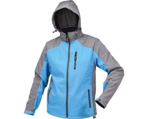 Куртка робоча SOFTSHELL з прикріп капюшоном YATO розм XL, синьо-сіра, 3 кишені, 96% поліес і 4% спан