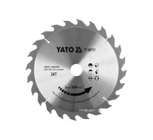 Диск пильный победитовый по дереву YATO: 255x30x3.0x2.0 мм, 24 зубца, RPM до 6000 1/мин [10/20]