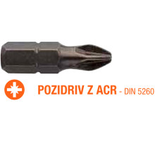 Насадка викруткова USH Industry : Pozidriv ACR PZ2 x 25 мм (з зубцями) Уп. 5 шт.