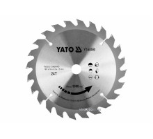Диск пильный победитовый по дереву YATO: 165x16x2.2x1.5 мм, 24 зубца, RPM до 9500 1/мин [25/50]