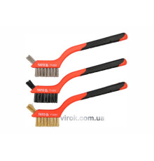 Щітки 3-рядні YATO сталь/латунь/нейлон. на пластик. основі , l= 180 мм, кпл. 3 шт.  [24/144]