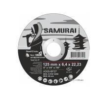 Диск шліфувальний по металу SAMURAI ТМ VIROK : A30S-BF27, Ø= 125х22.23 мм, t= 6.4 мм