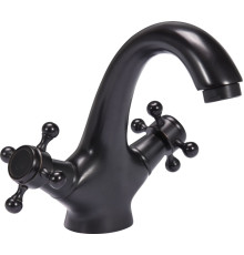 Змішувач води FALA для умивальника "RETRO BLACK 1" з 2-ма вентлями [12]