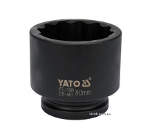 Головка торцева ударна 12-гранна YATO : квадрат 1", М= 80 мм, L= 100 мм [4]