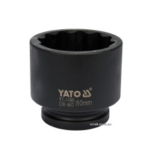Головка торцева ударна 12-гранна YATO : квадрат 1", М= 80 мм, L= 100 мм [4]