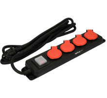 Удлинитель эл.-сетевой YATO: l=3м, колодка с 4 гнездами и вкл, 3-жильный S=1,5 мм², с заземл [10]