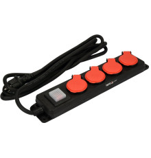 Подовжувач ел.-мережевий YATO: l=3м, колодка з 4 гніздами і вмик, 3-жильний S=1,5 мм², з заземл [10]