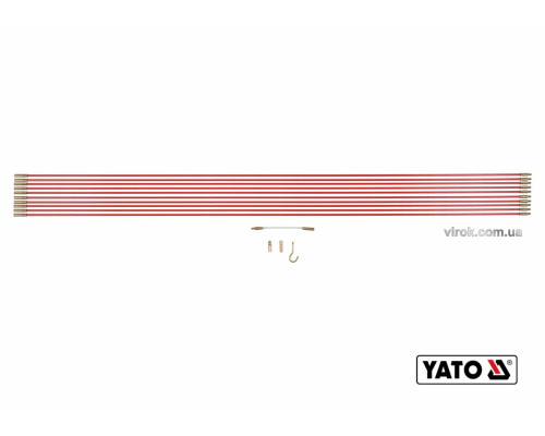 Протягувачі кабелів скловолокнисті YATO: 10шт x1м, гнучкий подовжувач,гачок 2 наконечника, 14шт [12]