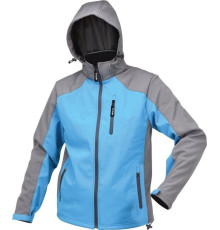 Куртка робоча SOFTSHELL з прикріпн капюшоном YATO розм S, синьо-сіра, 3 кишені, 96% поліес і 4% спан