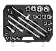 Набор торцевых головок YATO : квадрат 3/4", 16 гол- М19-50 мм с инструментами, 21 элем. [1]