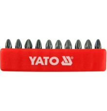 Набір насадок викруткових YATO : "Pozidriv" РZ2 x 25 мм. HEX 1/4" 10 шт. [25/200]