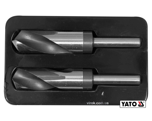 Набір свердл по металу YATO: HSS 4241, Ø26-28мм, L=75/150мм, до нержав. і конструкц.сталі, 2 шт [10]
