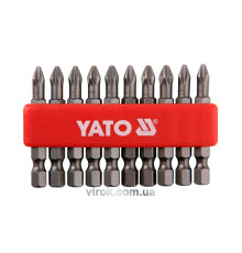 Насадка отверточная YATO: "Philips" PН2 x 50 мм. HEX 1/4". 10 (Уп/Шт.) [25/200]