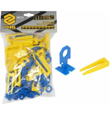 Кліпси і клини для викладання керамічної плитки VOREL : 2 мм, t≤ 14 мм. 50 + 50 шт. [15/360]