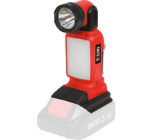 Ліхтар акумуляторний COB і SMD-діод. YATO 18В 2.5/1.2 Вт,250/100 Lm,оберт- 90°/180°(БЕЗ АКУМУЛЯТОРА)