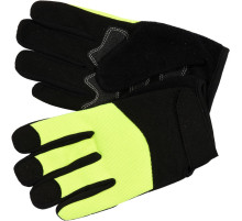 Перчатки рабочие черно-желтые укрепленные YATO для сенс.экранов,штучная кожа +хлопок трикотаж,размер9(DW)