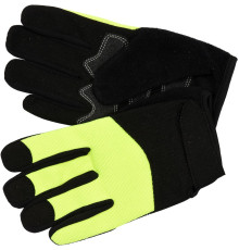 Рукавиці робочі чорно-жовті зміцнені YATO для сенс.екранів,штучна шкіра +бавовн трикотаж,розмір9(DW)
