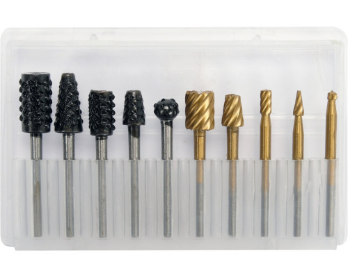 Фрези різної форми до мінішліфмашинок YATO, Ø= 2-16 мм, l= 40 мм з шпинделем Ø= 3,2 мм, компл. 10шт.