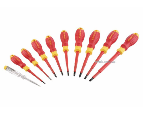 Набор отверток диэлектрических STANLEY: индикатор, SL, PH, PZ, VDE до 1000 В, 10 шт