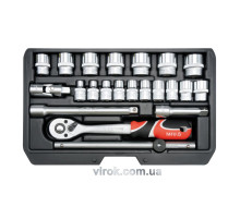 Набір головок торцевих YATO : квадрат 3/8", М= 6-22 мм, з інструментами. 22 шт. [10]