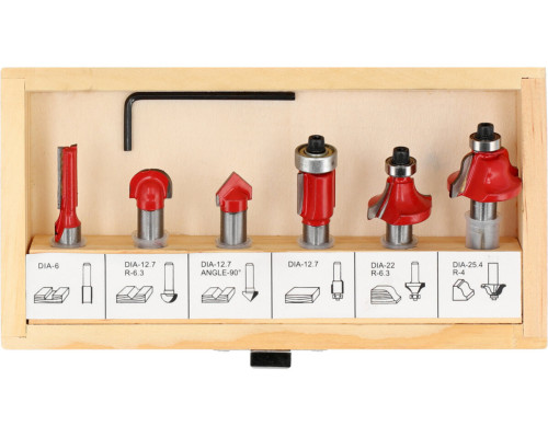Фрези по дереву YATO : зі шпинделем Ø= 8 мм, 6 шт [50]