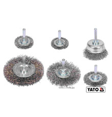Щітки зачисні з нержавіючої сталі YATO: Ø=37, 50, 62, 75 мм, шпиндель Ø=6мм, 4500 об/хв, 6 шт [6/60]