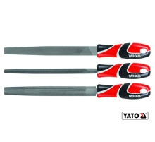 Напильники по металлу YATO: квадратный, полукруглый, треугольный, L=250 мм, #2, набор, 3 шт [10/20]