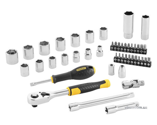 Набор головок торцевых и отверточных насадок STANLEY : 3/8", с инструментами, в футляре, 45 шт.