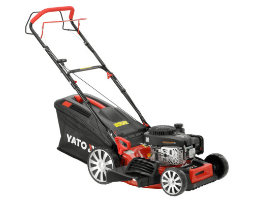 Газонокосилка бензиновая YATO с приводом :2,4кВт, ширина резки: Ø= 46см, травосборник- 62л
