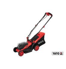 Газонокосарка на 4-х колесах акумул. YATO: 2хLi-Ion 18В,обрізн діап.Ø=34см,ємн-35л (БЕЗ АКУМУЛЯТОРА)