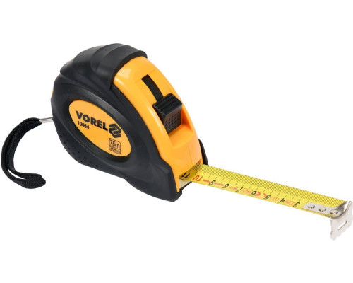 Рулетка з метричною шкалою VOREL : l= 7,5 м, w= 25 мм, 2 фіксатори [6/72]
