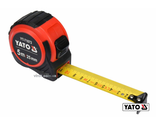 Рулетка YATO : L= 5 м x 25 мм, со стальной лентой, нейлоновым покрытием [12/72]