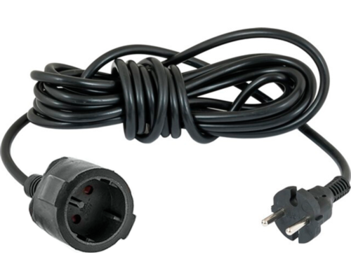 Подовжувач мережевий VIROK: l= 20 м, з 1 гніздом без заземлення, чорний(садовий)