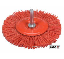 Щетка чистящаяся с нейлоновым ворсом, дисковая к дрели YATO: Ø=100 мм, со шпинделем Ø=6 мм [10/60]