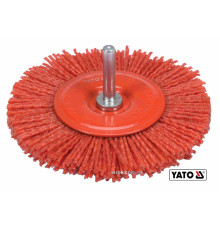 Щітка зачисна з нейлоновим ворсом, дискова до дрилі YATO: Ø=100 мм, зі шпинделем Ø=6 мм [10/60]