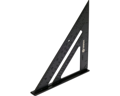 Кутник алюмінієвий VOREL зі стопкою, 180х 180х 250 мм і метричною шкалою [12/120]