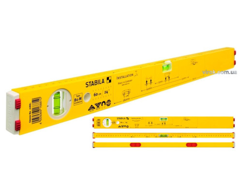 Рівень сантехніка STABILA Type 80 M Installation : L= 60 см, 2 капсули, магнітний, сантех-розмітка