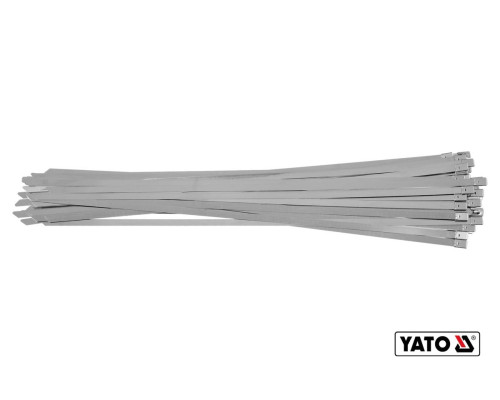 Хомут затискний YATO : смуга- 8 х 600 мм з нержавіючої сталі, пак. 50 шт [40]