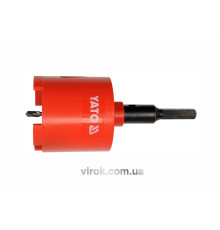 Алмазное сверло-коронка YATO : Ø= 68 мм, с направляющим сверлом, шестигранный хвостовик [24]