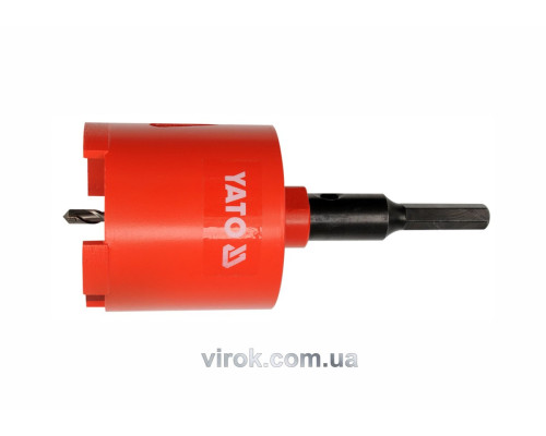 Алмазное сверло-коронка YATO : Ø= 68 мм, с направляющим сверлом, шестигранный хвостовик [24]