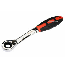 Ключ накидний, вигнутий з тріщаткою YATO: М9, HRC 42-48, Cr-V, з прогумов. ергономічною ручкою(DW)