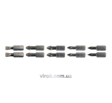 Набір насадок викруткових YATO : SL5, SL6, PH1/1, PH2/2, PZ1/1, PZ2/2, L= 25 мм. 10 шт. [25/200]