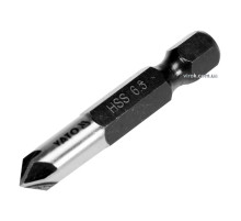 Зенкер конічний по металу YATO : HSS, Ø= 6.3 мм, l= 40 мм, 5 пругів, HEX- 1/4" [50/200]