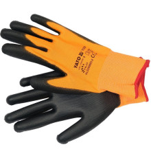 Рукавиці робочі з поліуретановою оболонкою YATO розмір 8, для користування смартфоном [12/144]