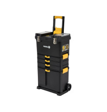 Ящик для інструментів на 2 колесах з ручкою пластиковий VOREL: 3 секції, 45х 28х 82/104 см [1]