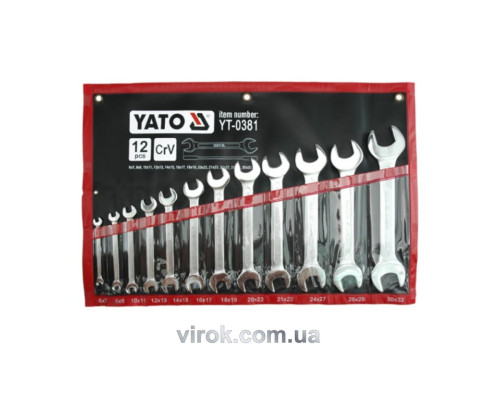 Ключі ріжкові YATO : CrV, М= 6х7-30х32 мм, Набір 12 шт. [8]