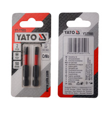 Насадка викруткова YATO TORX T27 х 50 мм. HEX 1/4", хром-молібден, 2 шт.