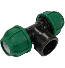 Трійник сполучний водяних пластикових труб 2x 25мм- внутр. різьб G1" FLO поліпропіл, для тиску 1 MPa