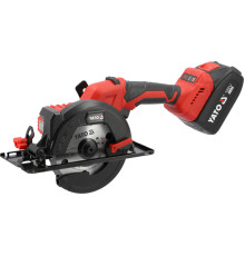 Пила дискова акумуляторна YATO: Li-Ion 18 В 4 АГод, для диска Ø=140/20 мм, 24 зуби, глиб р- 51-32 мм