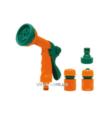 Зрошувач-пістолет 10-режимний FLO з набором з'єднань 1/2", ABS-пластик, 4 шт [12/48]